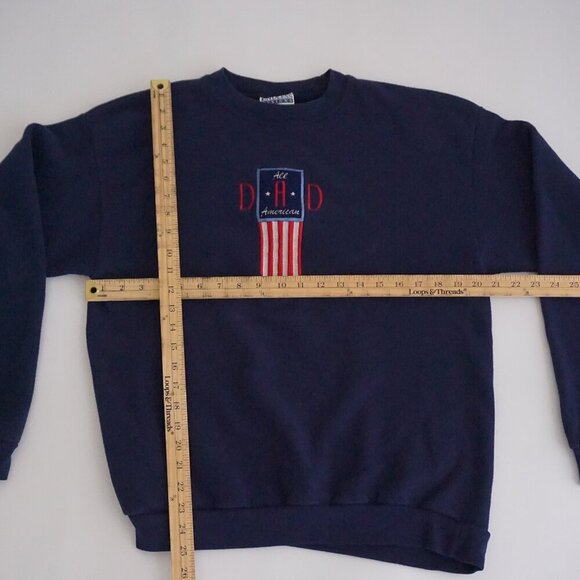 '90S Endless Designs Embroidered All American Dad Patriotic Crewneck Sweater XL - Picture 3 of 10